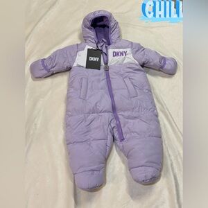 DKNY Lavender Infant Puffer Snowsuit Size 6-9 Mos NWT